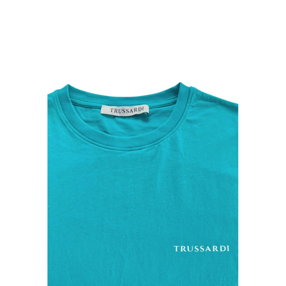Trussardi Beachwear Light Blue Cotton T-Shirt