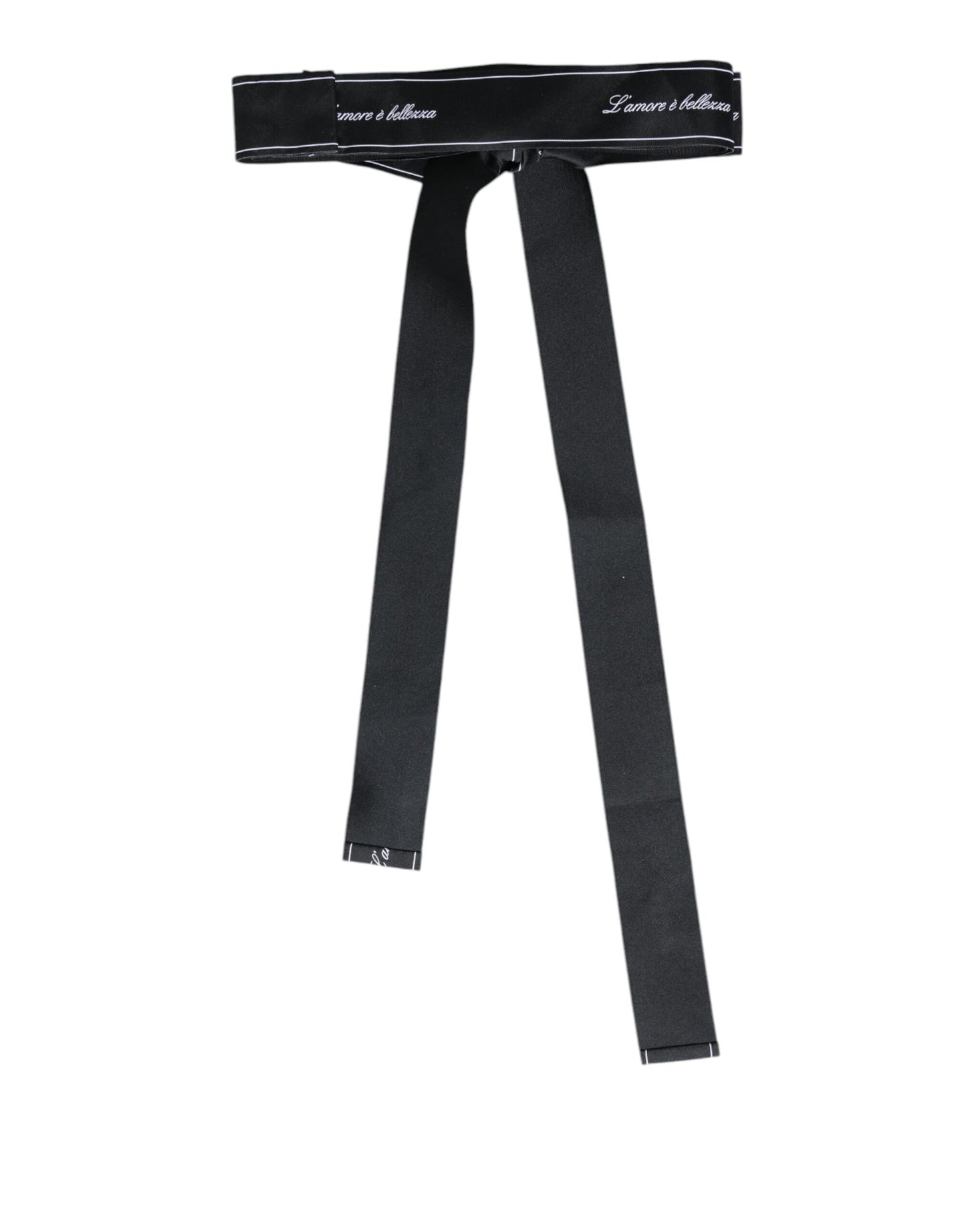 Dolce & Gabbana Black Waist Ribbon Wide Bow Logo Belt