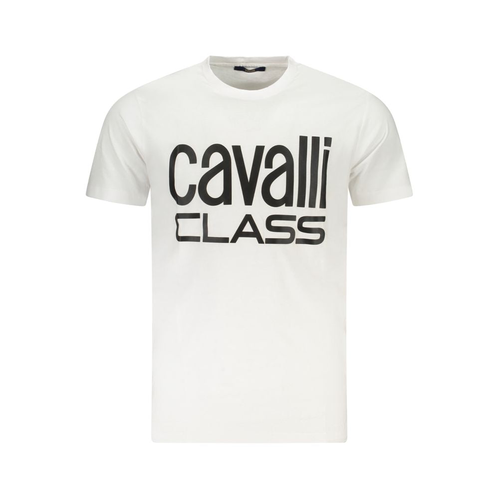 Cavalli Class White Cotton Men T-Shirt