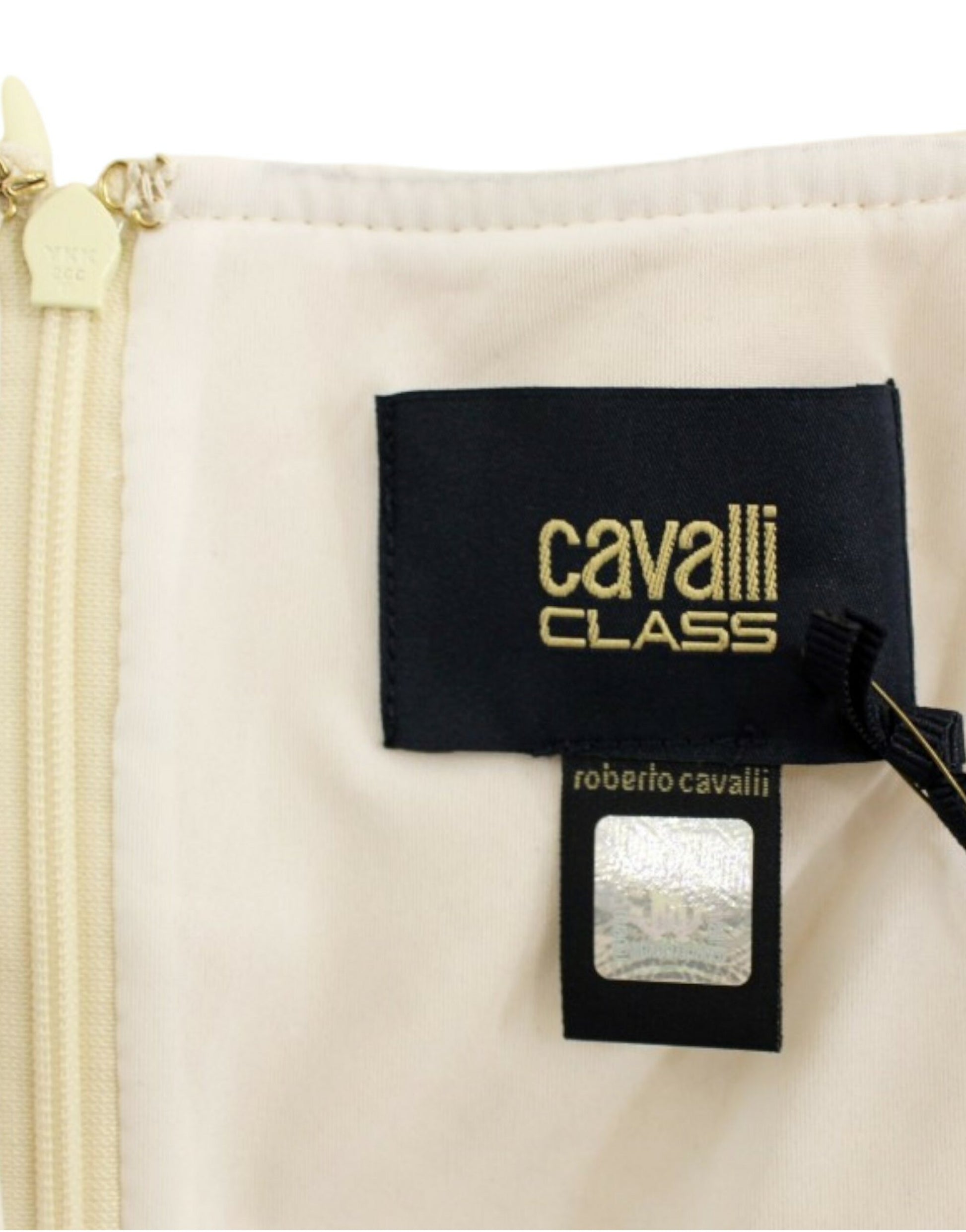 Cavalli Elegant Sheath Lace Dress in Black and Beige - Obsession Luxury