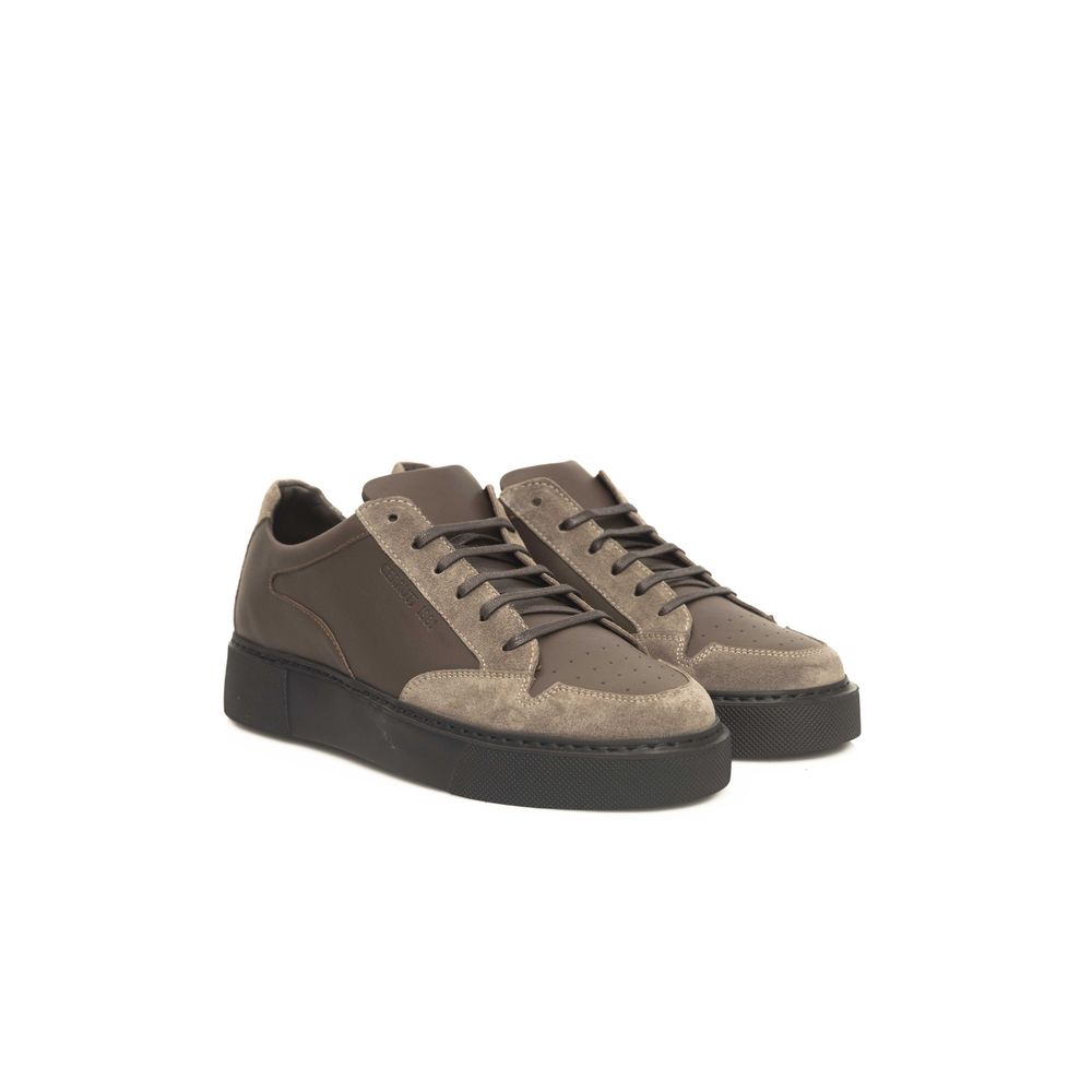 Cerruti 1881 Beige Cowhide Men Sneaker