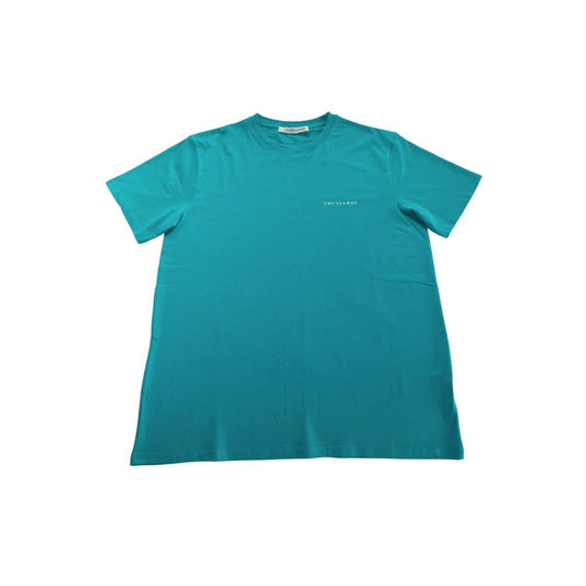 Trussardi Beachwear Light Blue Cotton T-Shirt