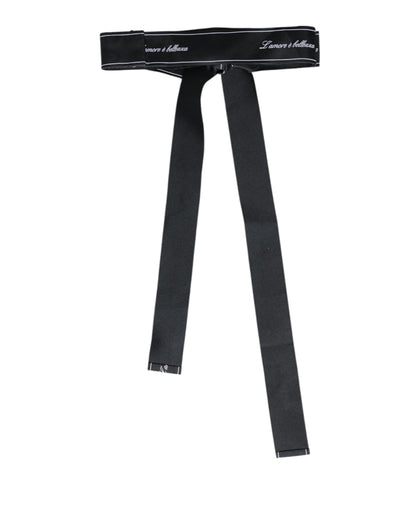 Dolce & Gabbana Black Waist Ribbon Wide Bow Logo Belt